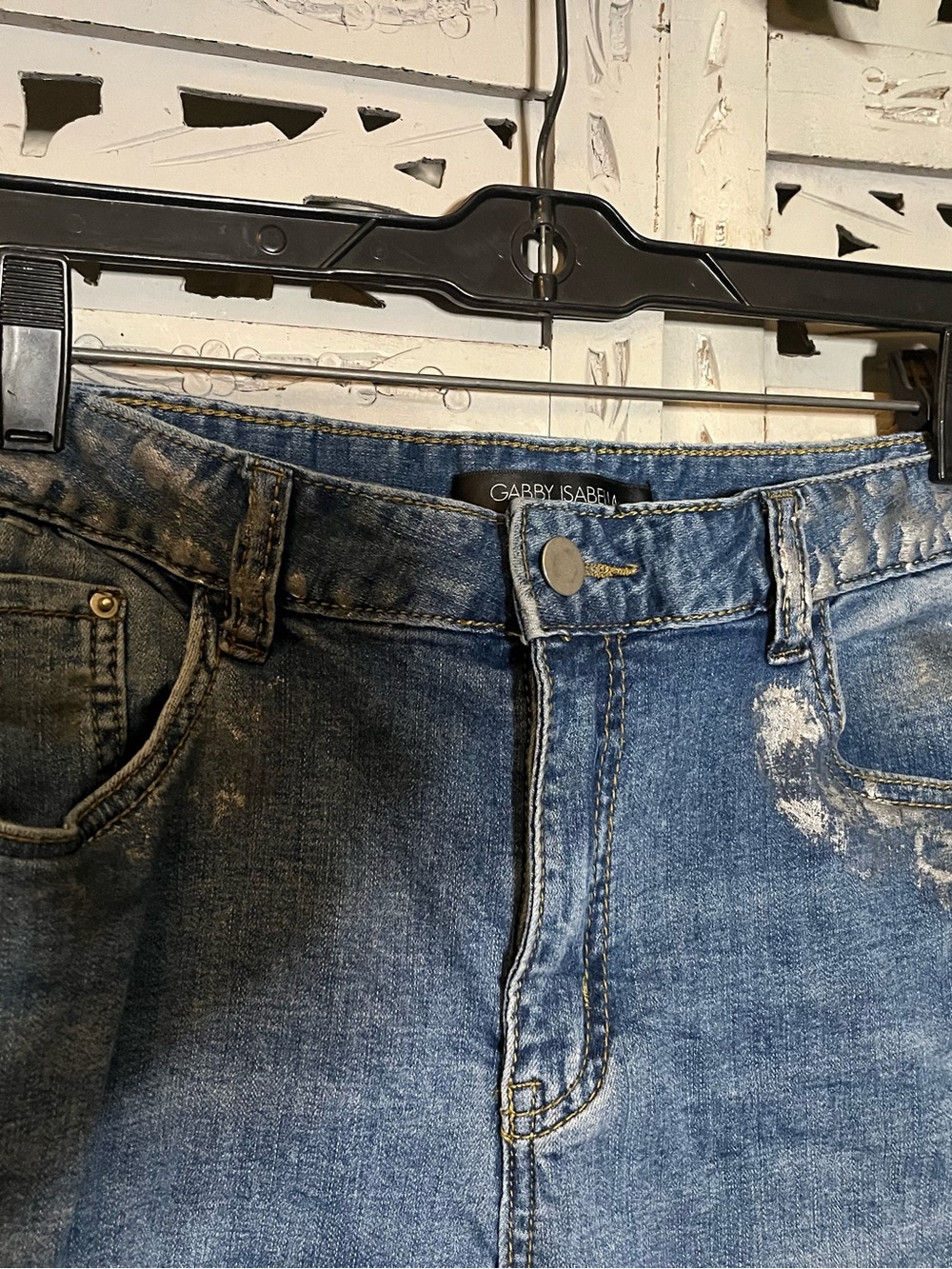 GIRLS GABBY ISABELLA INTRIGUING WASHED OUT BLUE DENIM PAINTED DECO BOHO JEANS - Picture 5 of 9